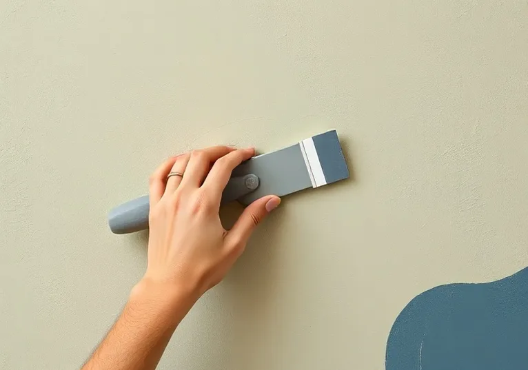 Application d'un enduit décoratif à la lisseuse sur un mur
